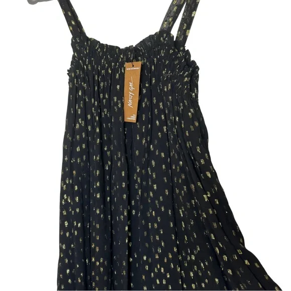 NWT | Nasty Gal | Black & Gold Spot Strappy Smock Mini Dress | Size XS - Picture 6 of 10